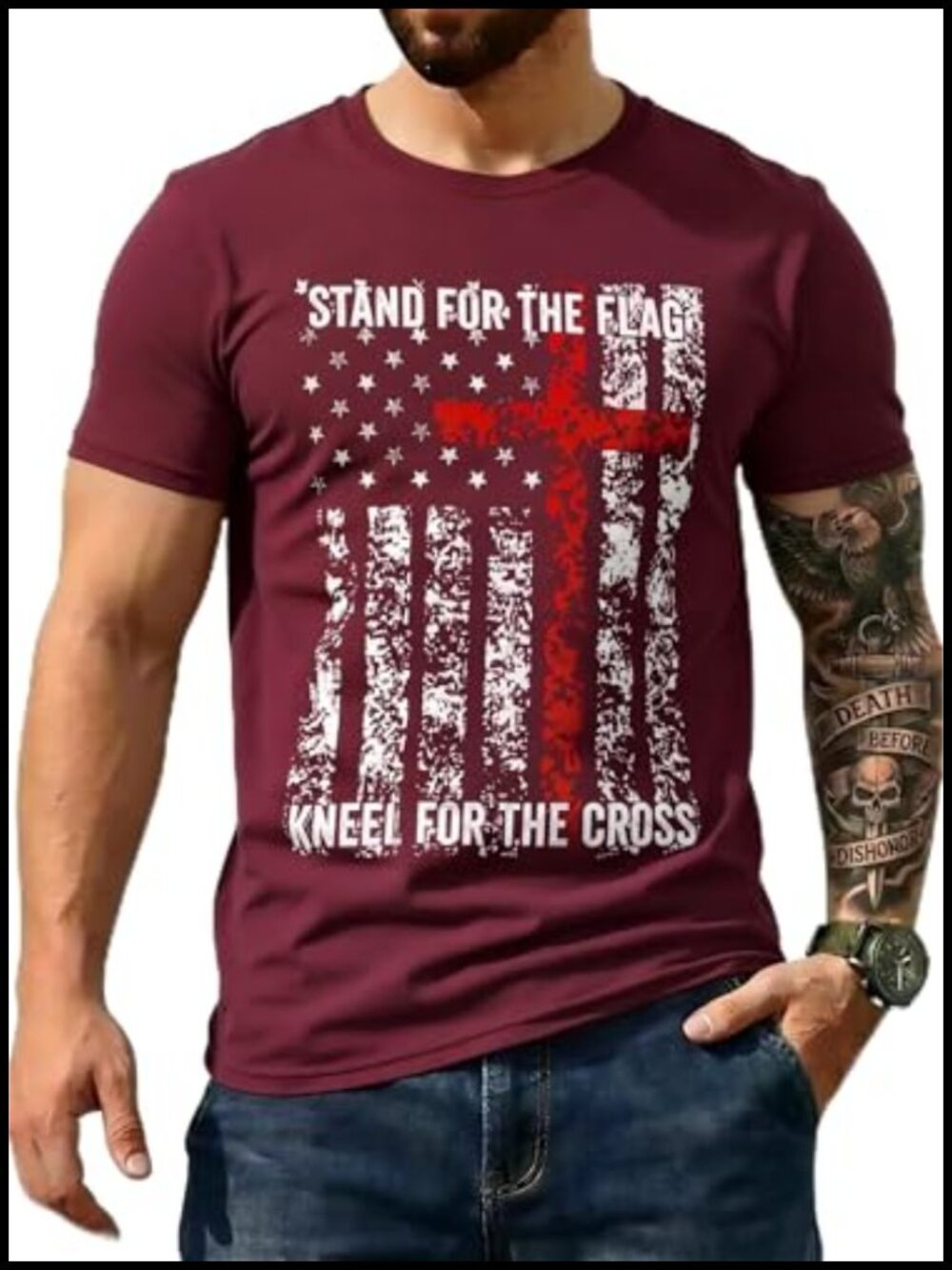 Men's Patriotic USA Flag Graphic T-Shirt Crew Neck Short Sleeve Tee